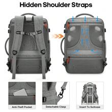 Bruno Cavalli Travel Backpack 42L Carry On Backpack Flight Approved Expandable Travel Backpack Carry On Backpack Luggage Daypack With Packing Cubes, Waterproof Weekender Bags For Women Men - 灰色 - 查看 6