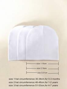 3 Chiếc/Gói Mũ Beanie Trắng Unisex Cho Bé, Kiểu Dáng Đơn Giản Cho Trẻ Em Vào Mùa Xuân Thu - Màu xanh hải quân - Xem 5
