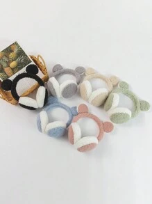 1只兒童耳罩,女性韓版,可愛的學生耳罩,冬季防護耳,毛絨兒童耳套,防凍可縮收式耳罩 - 卡其色 - 查看 3