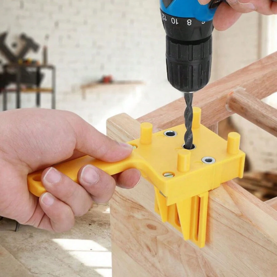 1pc Abs Plastic Pocket Hole Jig Handheld Woodworking Doweling Jig Guide Tool - Yellow - View 1