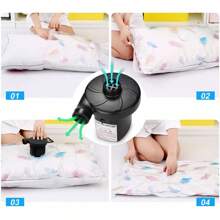 Bomba de aire eléctrica para hinchables, bomba de aire rápida portátil para colchones inflables con 3 boquillas, bomba infladora y desinfladora para campamento al aire libre, flotadores de piscina, sofá inflable, aro de natación, 12V CC/110V CA decoración de baño verano - Negro - Ver 3