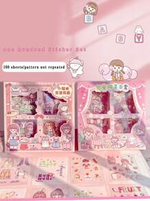 100入組可愛卡通日記貼紙,適用於裝飾杯子、手機殼、日記、筆盒等