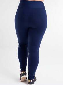 Plus Size Sports Leggings & Pants - Navy Blue - View 2