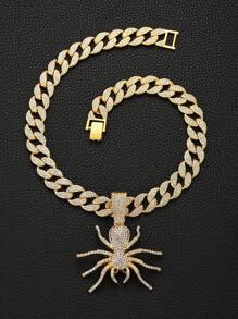 1 件欧美风格紫色水钻镶嵌蜘蛛形吊坠项链，适合男士，时尚酷炫的浅紫色珠宝，适合节日礼物和派对 - 蜘蛛吊墜項鍊 - 查看 6