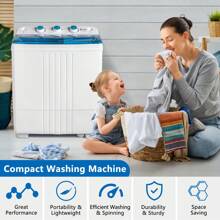 Twin Tube Washing Machine For Apartment, Dorms, RVs, Camping And More, US Standard - 藍色 - 查看 5