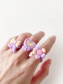 20入組可愛卡通手指髮圈，包括花朵和心形髮圈，彈性高，耐用，水果形狀小髮圈和