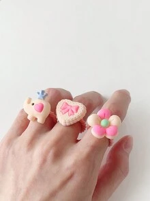 20入組可愛卡通手指髮圈，包括花朵和心形髮圈，彈性高，耐用，水果形狀小髮圈和