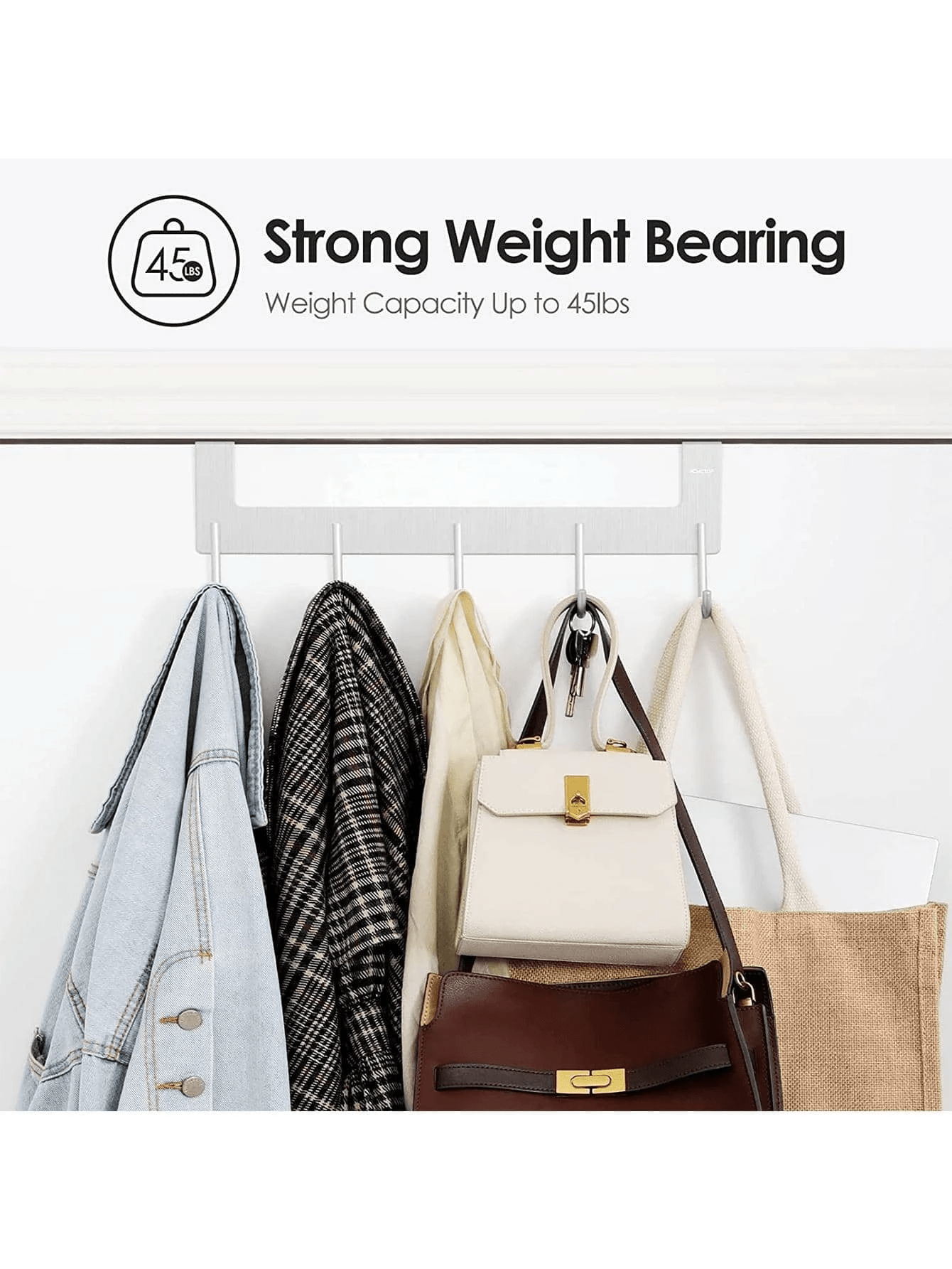 1pc Overthedoor Heavy Duty Hook With 5 Hooks For Clothes Hats Storage