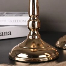 美式創意客廳插花擺件，北歐輕奢風格花瓶，適用於餐桌、假花、電視機櫃、軟裝飾品1個 - 金色 - 查看 5