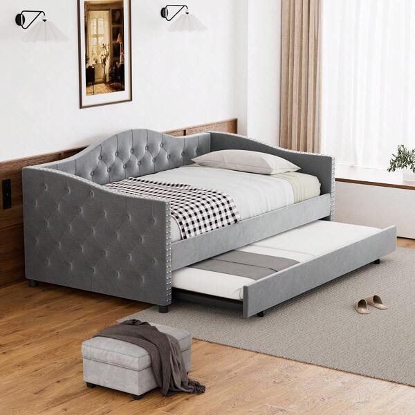 Modern Upholstered Tufted Twins Daybed With Turndle/Drawers SHEIN USA