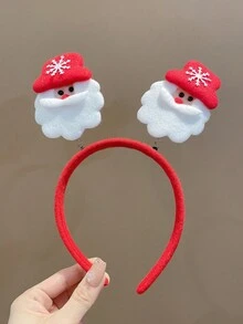 1個女士紅色彩色可愛聖誕老人大白胡子雪花彈簧髮箍,適用於參加聖誕聚會、舞會、遊行,聖誕節搭配