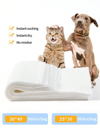 50 יחידות/אריזה פדים סופגים לבנים חד פעמיים, מתאים לשימוש כללי בחיות מחמד