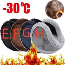 冬季毛絨耳罩戶外騎行滑雪保暖保暖耳罩防護耳套男女保暖加厚天鵝絨耳罩冬季戶外騎行抓絨兔毛女耳套保護器毛絨柔軟耳罩面罩 - 彩色 - 查看 3
