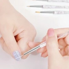 3支裝透明高腳水晶桿畫線筆指甲光療雕刻繪圖渲染繪畫工具畫筆套裝