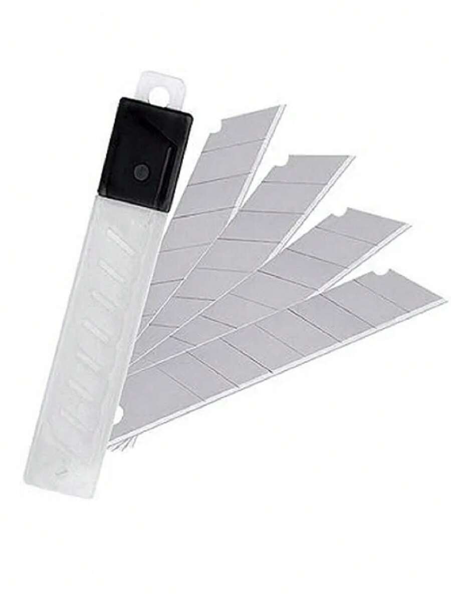 Lamina Para Estilete Estreita 9 mm ( FINA) HAMMER / PERKON / BRASFORT - Caixa com 10 Lâminas - Prata - Visão 1