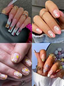 8入組可愛的卡通動物和花卉美甲貼紙