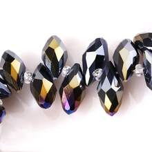 50入組/套鍍層掉落形玻璃水晶珠,帶水平孔,多色多角剔透珠子,適用於手鍊和項鍊diy,尺寸包括5x7mm 6x12mm 8x13mm - 彩色 - 查看 32