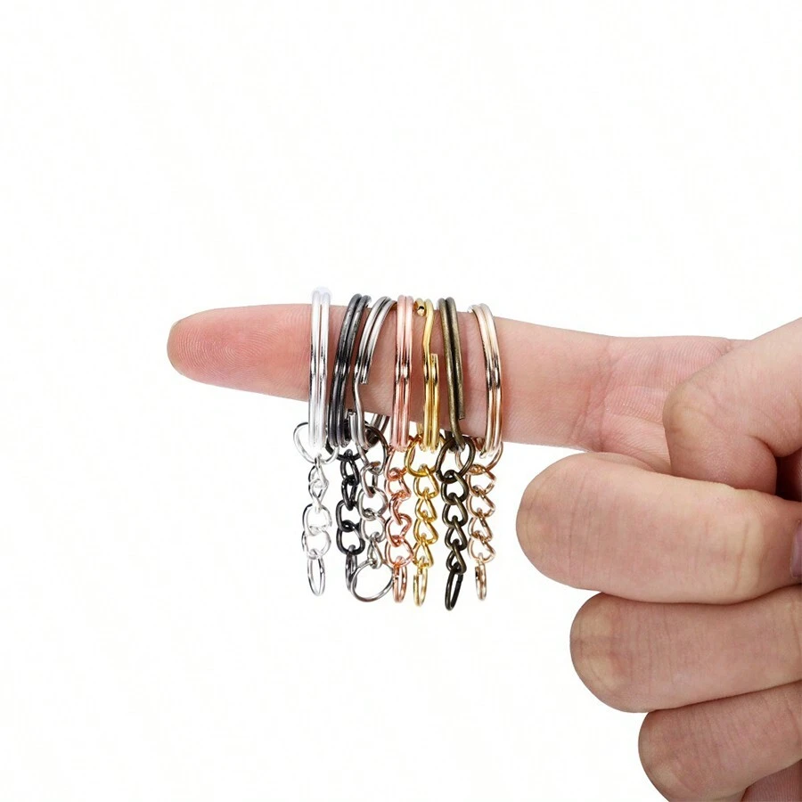 Paquete De 10 Llaveros Con Anillas Redondas Divididas, Mosquetones Y Saltadores Para Llaveros Colgantes, Adecuado Para Accesorios De Fabricación De Joyas Diy - 10 piezas - Ver 1
