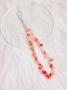 Correa De Teléfono Celular Con Cuentas De Chips De Cristal - Naranja - Ver 2