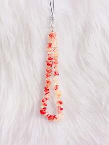 Correa De Teléfono Celular Con Cuentas De Chips De Cristal - Naranja - Ver 5