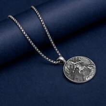 Greek Mythology Mint Goddess Athena Pendant Men's Retro Style Titanium Steel Hip Hop Necklace Pendant - Antique Silver - View 4