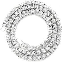 Cadena De Tenis De Diamante De Aleación De Zinc Para Hombres Y Mujeres, Collar De Tenis De Estrás, 18-30 Pulgadas, Cristal, Diamante - Plateado - Ver 1