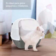 中號貓砂盆,配有密閉式抗臭箱和可開閉的門,包括鏟子 - 灰色 - 查看 3