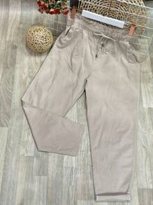 Plus Size Pants - 米色 - 查看 1