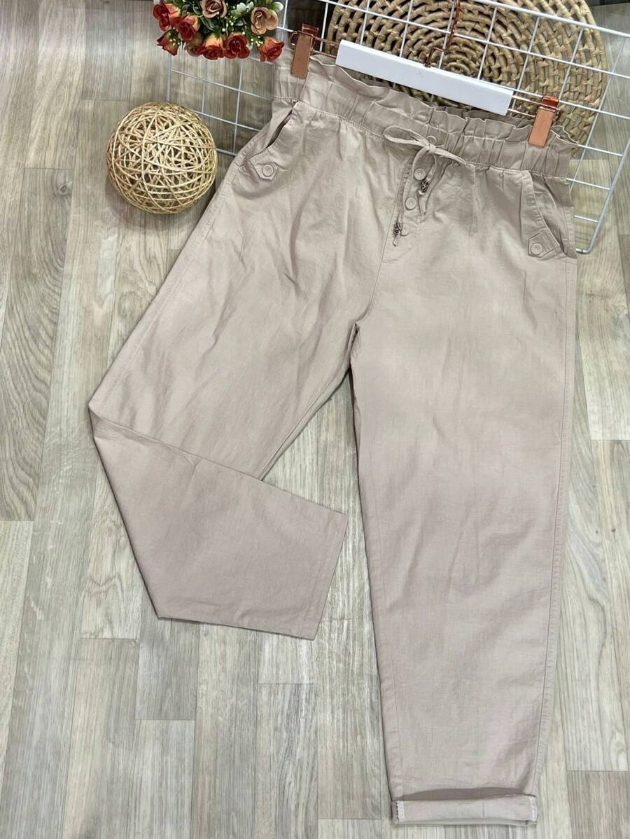 Plus Size Pants - 米色 - 查看 1