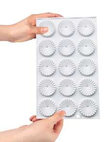 1 pieza 15 cavidades circular con fruncido Molde de silicona para DIY pastel , pastelería , chocolate , caramelo Decoración , horneando con hecho en casa Cubo de hielo - Blanco - Ver 3