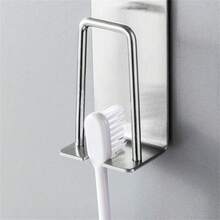 1入不需打孔的浴室或廁所牙刷架,不銹鋼牆掛收納架