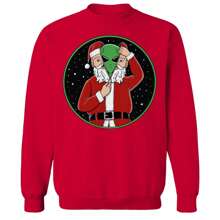 Nearly There Christmas Alien Graphic Red Unisex Cotton Pullover Sweatshirt - Đỏ - Xem 3