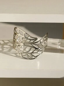 Hollow Out Cuff Bangle - Silver - View 9