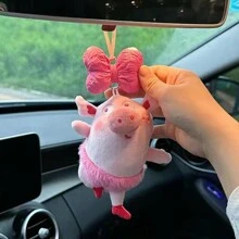 1入組可愛芭蕾豬汽車掛飾,後視鏡車內裝飾,新車禮物 - 粉色 - 查看 4