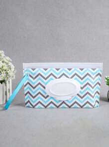 1pc EVA Tissue Storage Bag Baby Wet Wipe Pouch Cute Snap-Strap Refillable Wet Wipes BagModern Portable Tissue Storage Bag For Travel1pc Flip Cover Wave Pattern Tissue Paper Bag Travel Portable Extraction And Separation Bag Gift - Multicolor - View 2