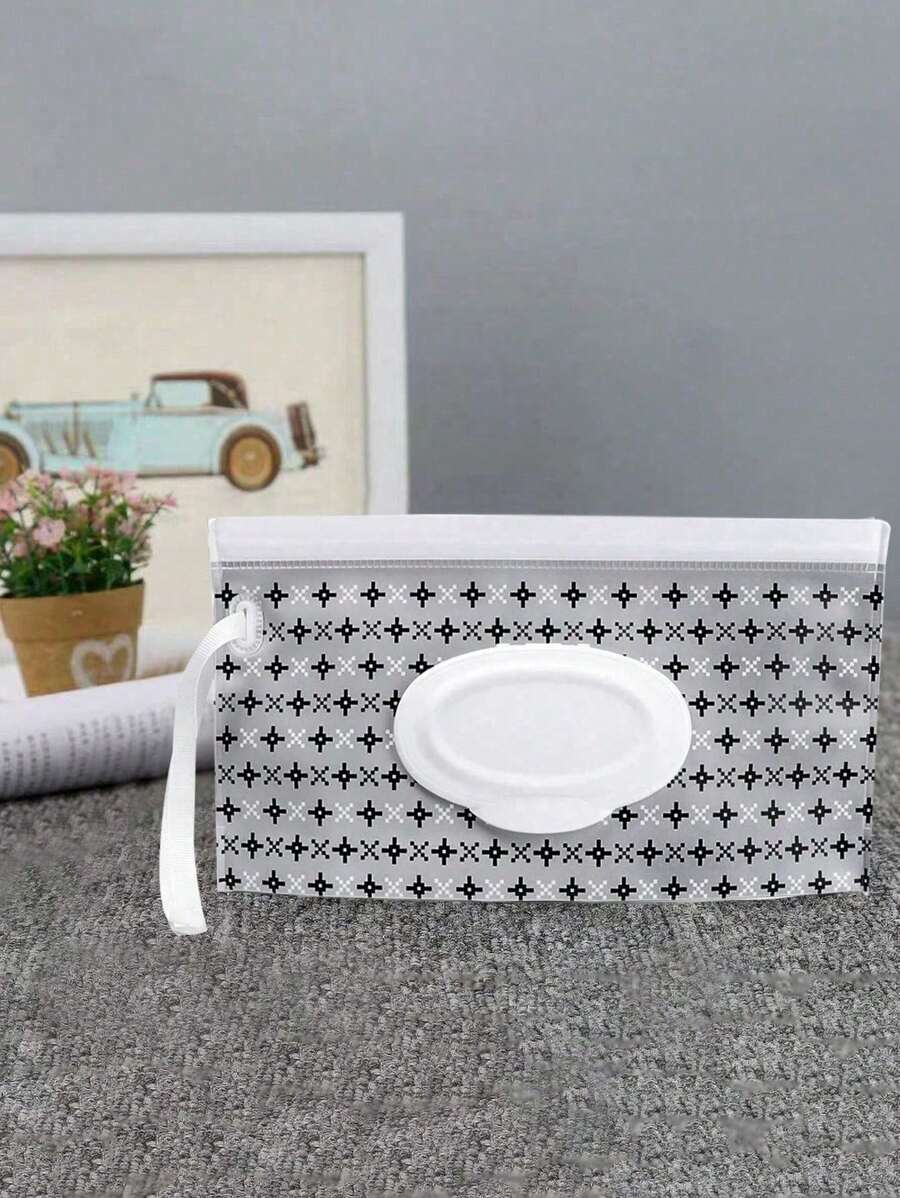 1pc EVA Tissue Storage Bag Baby Wet Wipe Pouch Cute Snap-Strap Refillable Wet Wipes BagModern Portable Tissue Storage Bag For Travel1pc Flip Cover Wave Pattern Tissue Paper Bag Travel Portable Extraction And Separation Bag Gift - Multicolor - View 1