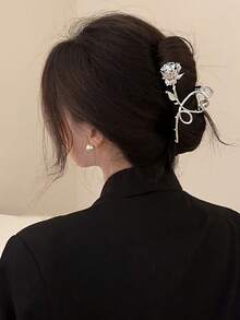 1 Miếng Retro Hoa hồng Hoa Kẹp tóc , Hợp kim kẽm Chất liệu , Màu bạc , Thanh lịch Phụ kiện tóc Đối với phụ nữ - Bạc - Xem 1