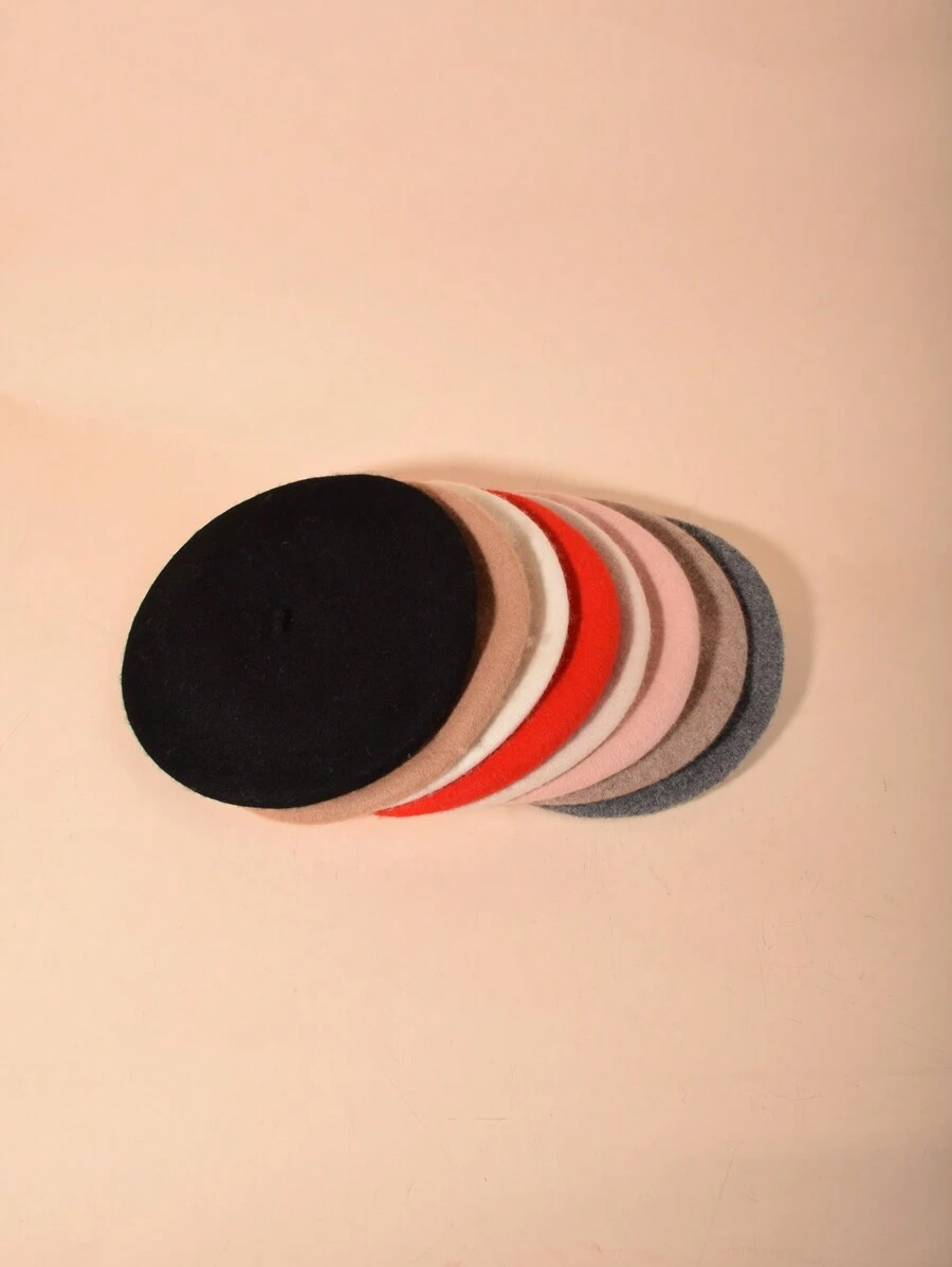 1入秋冬時尚休閒針織貝雷帽，帶有畫家風格/鄉村風格，適合女性穿著，復古且保暖 - 卡其色 - 查看 1