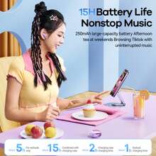 REMAX Remax Gaming Blue-Tooth Wireless Earbuds Earphone, ENC 2-Mic Noise Canceling Headphone, Open Magnetic Storage, 15min Fast Charging, Best Gift For Good Friend/Girlfriend, Boyfriend, Sister, Mom, New Year, Christmas, White/Purple