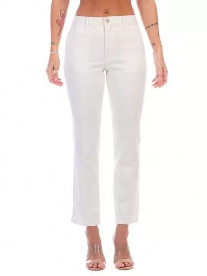 Pantalón De Gabardina Stretch Para Mujer Corte Recto