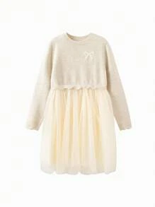 Balabala Tween Girl Knitted Fabricdress - Khaki - View 4