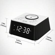 Itoma 205智能鬧鐘內置無線充電、揚聲器、雙鬧鐘和夜燈功能,創造全新的床頭體驗 - 黑與白 - 查看 4