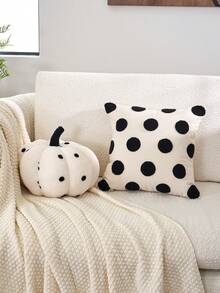 1pc Embroidery Decor Towel Fabric Pillow Cover, Washable - Black - View 3