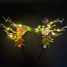 聖誕節花仙子鹿角發光頭帶 - 彩色 - 查看 1