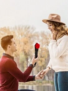 5支情人節單支肥皂玫瑰花,送禮給女性、妻子、女友或作為派對禮品 - 紅色 - 查看 1