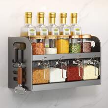 壁掛台式兩用廚房調味架附4個調味瓶(雙層炮銅色) - 深灰色 - 查看 1