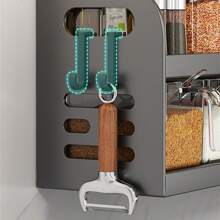 壁掛台式兩用廚房調味架附4個調味瓶(雙層炮銅色) - 深灰色 - 查看 3