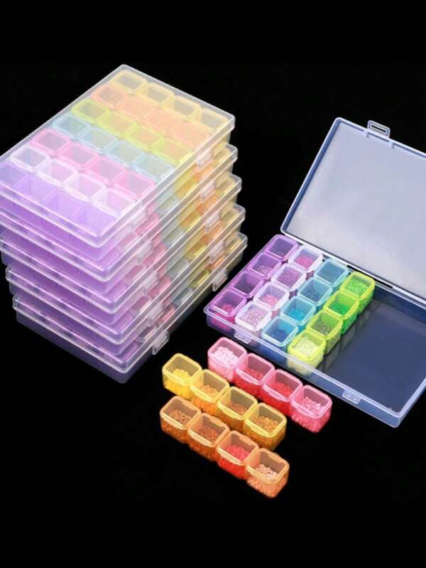 1 Pc 56/28/4 Grid Colorful Storage Box, DIY Accessories Box, Jewelry Box, Nail Art Box, Diamond Painting Bead Box, Parts & Tools Organizer Box With Separate Compartments Valentine Day Sun Travel Cool Back To School