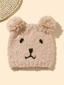 1 Miếng Của phụ nữ Mùa Thu /đông Dày Dệt kim ấm Mũ Với Teddy Tai gấu Thiết kế - Màu Khaki - Xem 1