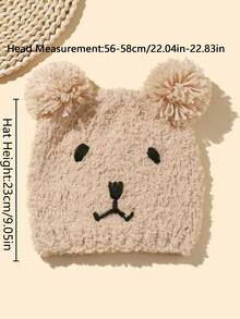 1 Miếng Của phụ nữ Mùa Thu /đông Dày Dệt kim ấm Mũ Với Teddy Tai gấu Thiết kế - Màu Khaki - Xem 4